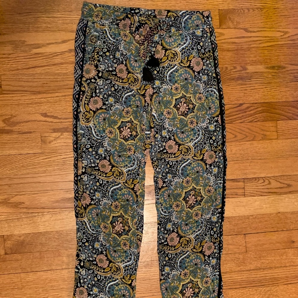 LOFT paisley tie waist fluid pants Size XS